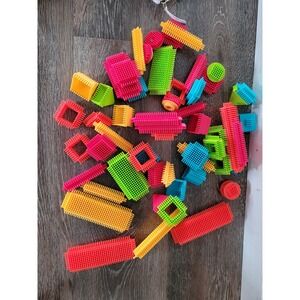 Picasso Tiles Bristle Blocks Set 50 Piece Neon Color Leopard Pouch Bag Holder #5